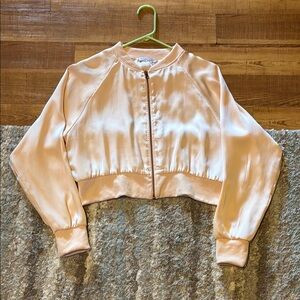 Peach Satin Bomber Jacket